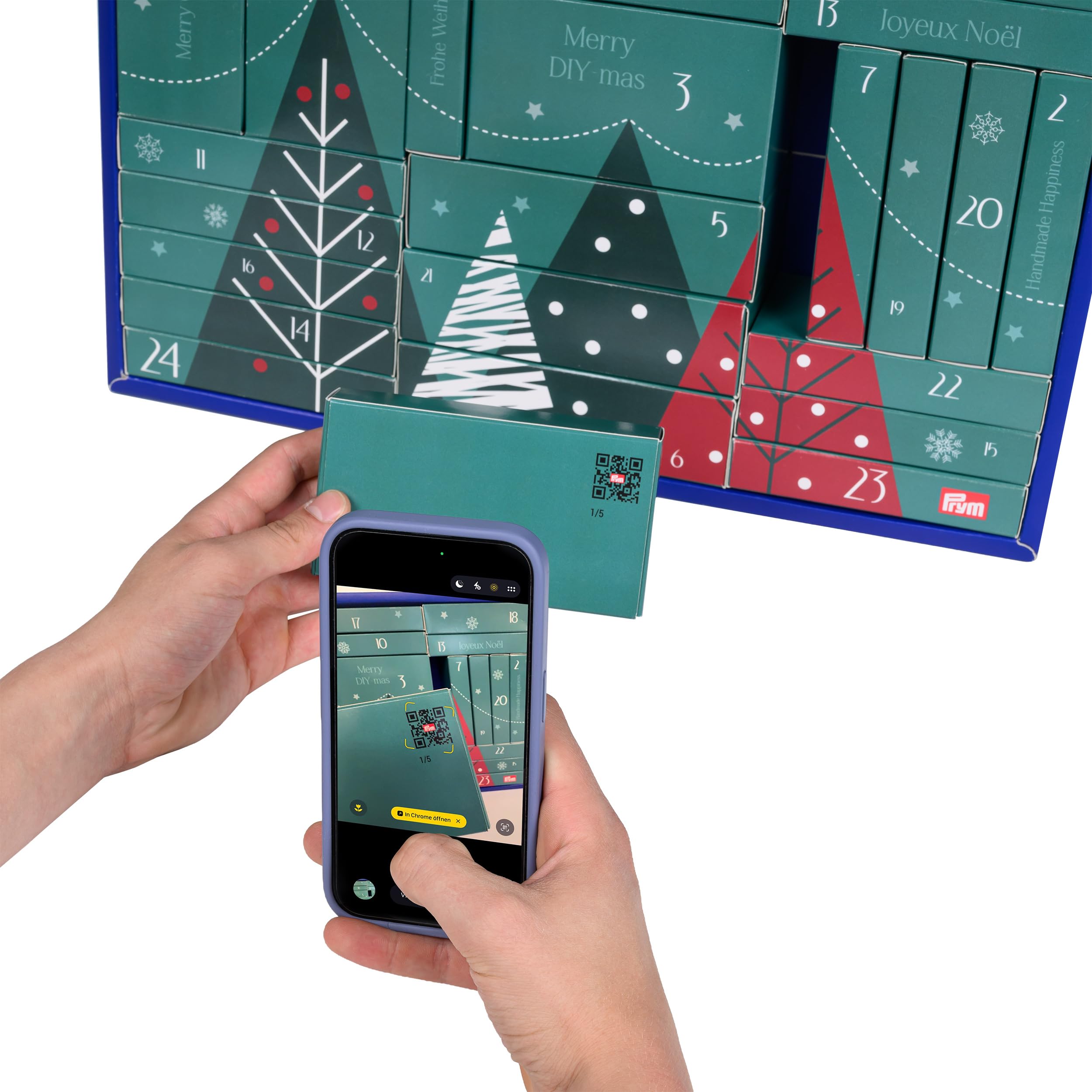 Prym Calendrier de l’Avent DIY 2026 – 24 surprises créatives pour 8 projets de loisirs créatifs, avec matériel inclus et tutoriels vidéo, édition limitée de Noël