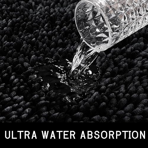 Miniatura 77 de Yimobra Juego de 2 alfombras de baño, alfombra de baño suave y absorbente y alfombra de inodoro en forma de U con respaldo antideslizante, alfombras