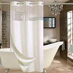 Conbo Mio Rideau de douche en tissu de style hôtel avec snap dans le linge pour la salle de bain machine lavable imperméable Rideau de Douche insondable (Check-White, 71" W x 74" H)