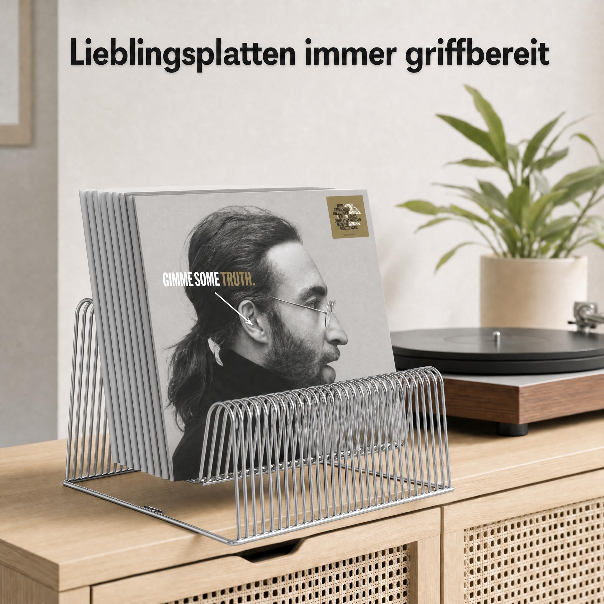 Zomo VS-Rack Wave Vinylständer aus Stahl – 300 x 300 x 220 mm - Chrom - Schallplattenständer für 29–40 LPs – Modernes LP Regal mit Rippenstruktur – 2 Sortieroptionen