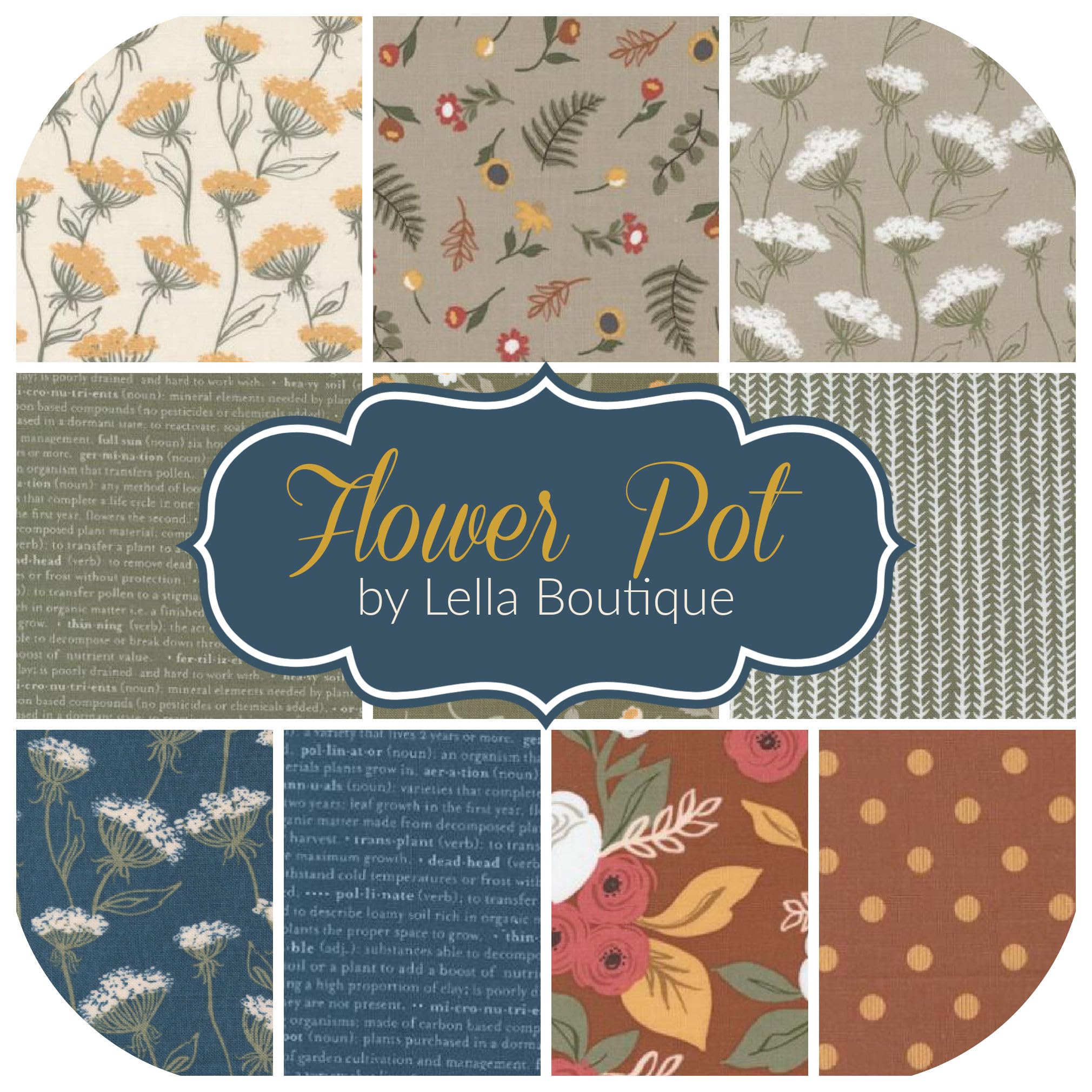 Southern Fabric Lella Boutique Blumentopf-Scrap-Tasche (ca. 2 Yard) von Moda 2 Yards DIY Quilt Stoff