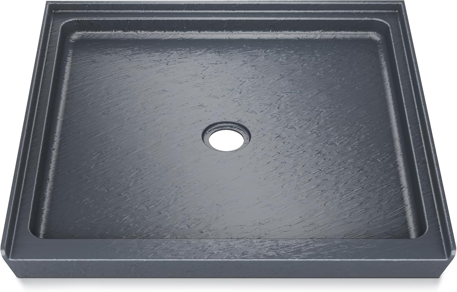 CKB 36" L x 36" W Shower Base, Single Threshold, Center Drain with Slip Resistant Textured Surface, Gray Fiberglass Shower pan Center Drain_36" x 36"_Single Threshold Gray