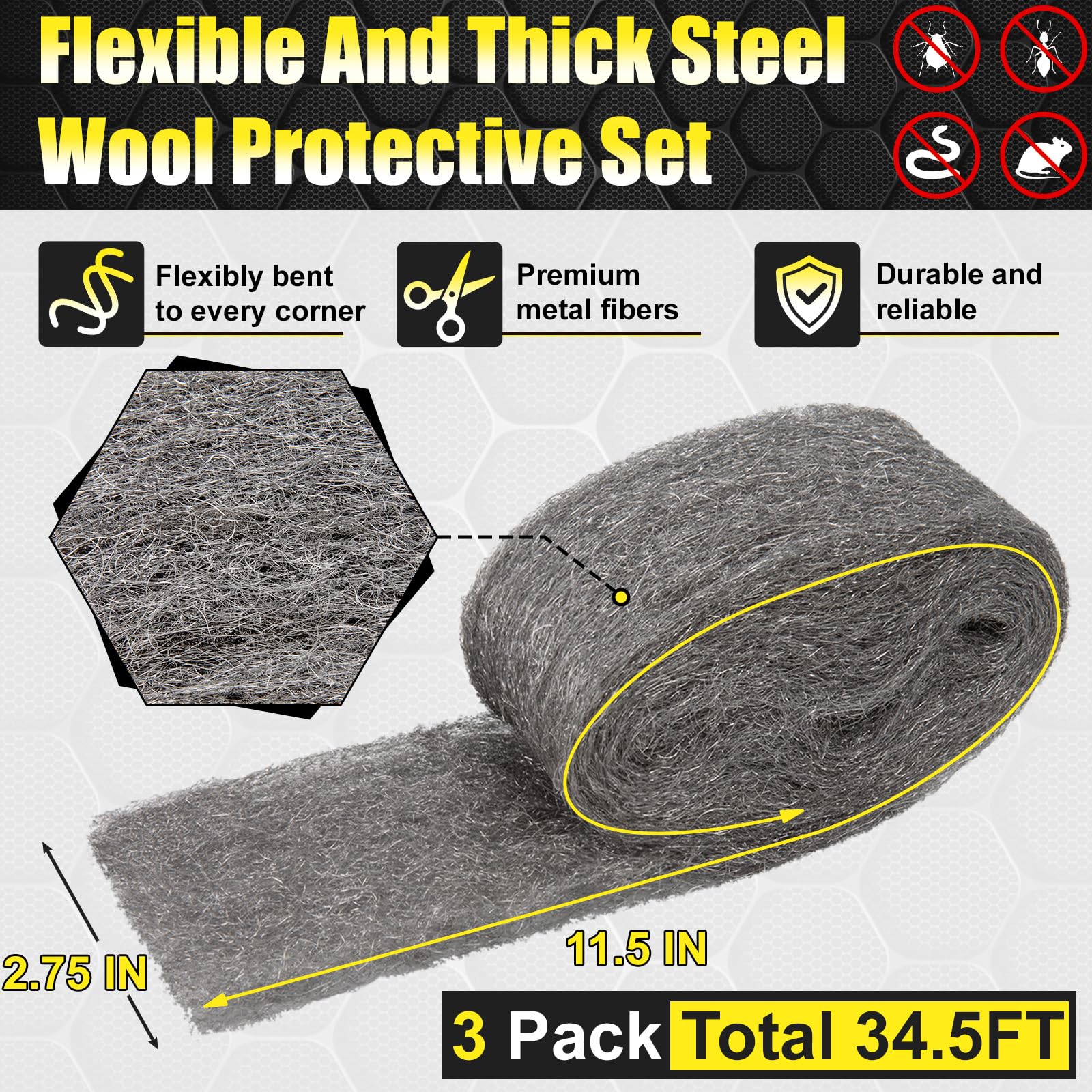 Alabrocon Steel Wool Mice Control Kit - Pest Barrier -5 Alabrocon Steel Wool Mice Control Kit - Pest Barrier -5