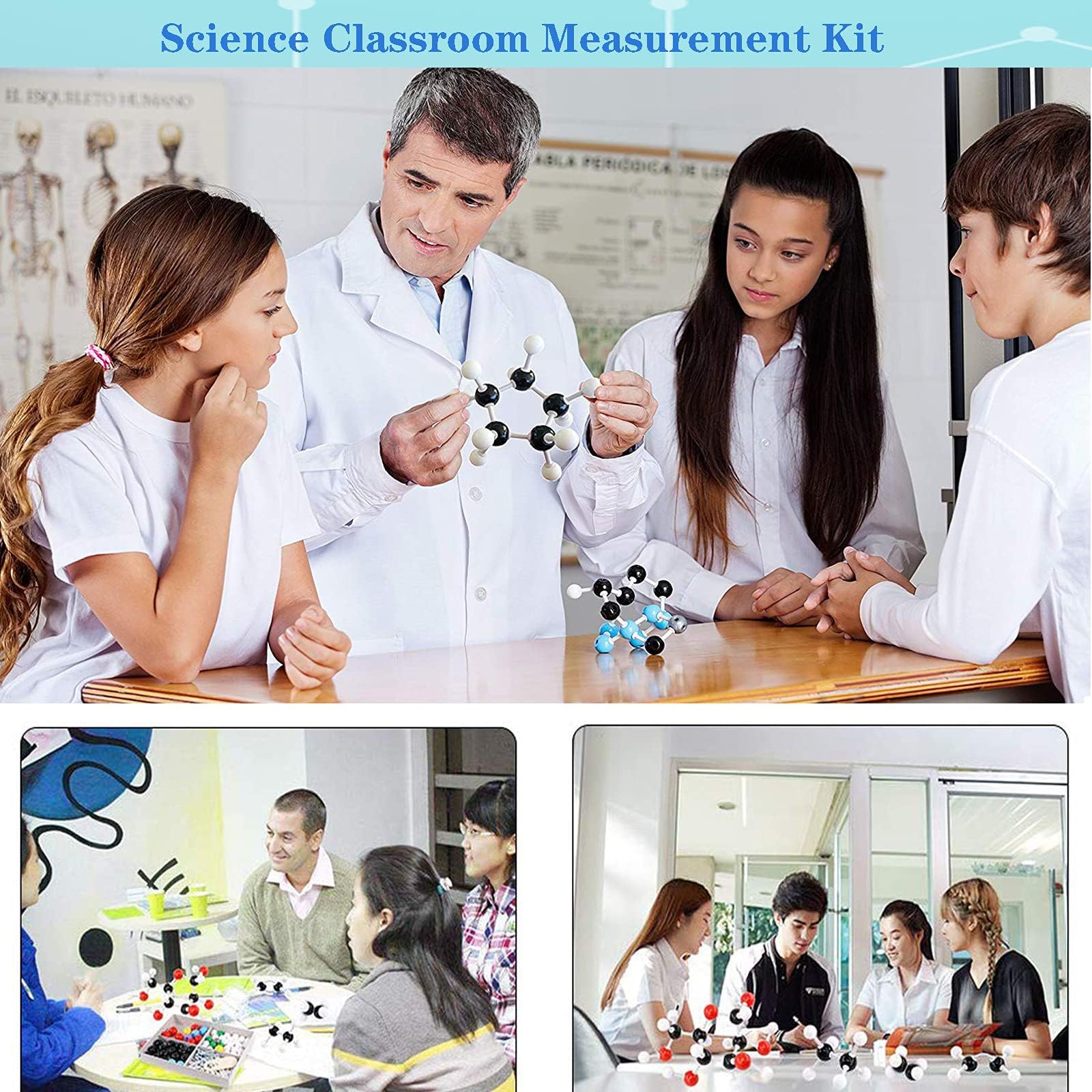 Kit modello molecolare, 974 PCS Chimica Modello di struttura molecolare con atomi, Charge-Cloud, Kit didattico di chimica organica/inorganica, kit scientifico per immaginazione spaziale/coltivazione