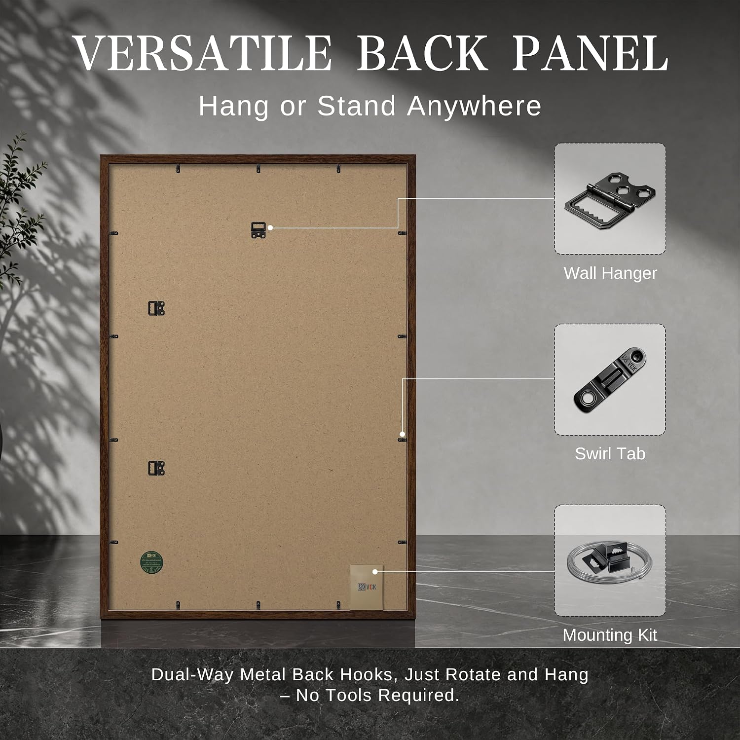 VCK 24x36 Poster Frame, Brown Wood, 20x30 Mat, 2 Pack, Wall Hanging image 3