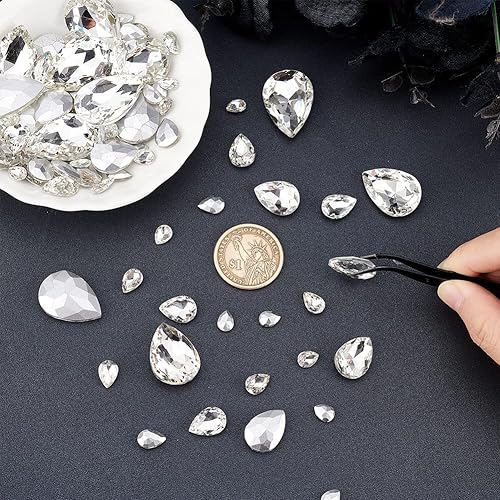 Miniatura 3 de FINGERINSPIRE 94 piezas de diamantes de imitación puntiagudos en la parte trasera de 6 tamaños, gemas de diamantes de imitación de cristal