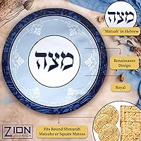 Vista 3 de Zion Judaica - Juego de fundas redondas de matzá de seda de 17 pulgadas, se adapta a matzos redondos o cuadrados, 3 bolsillos, soporte rectangular