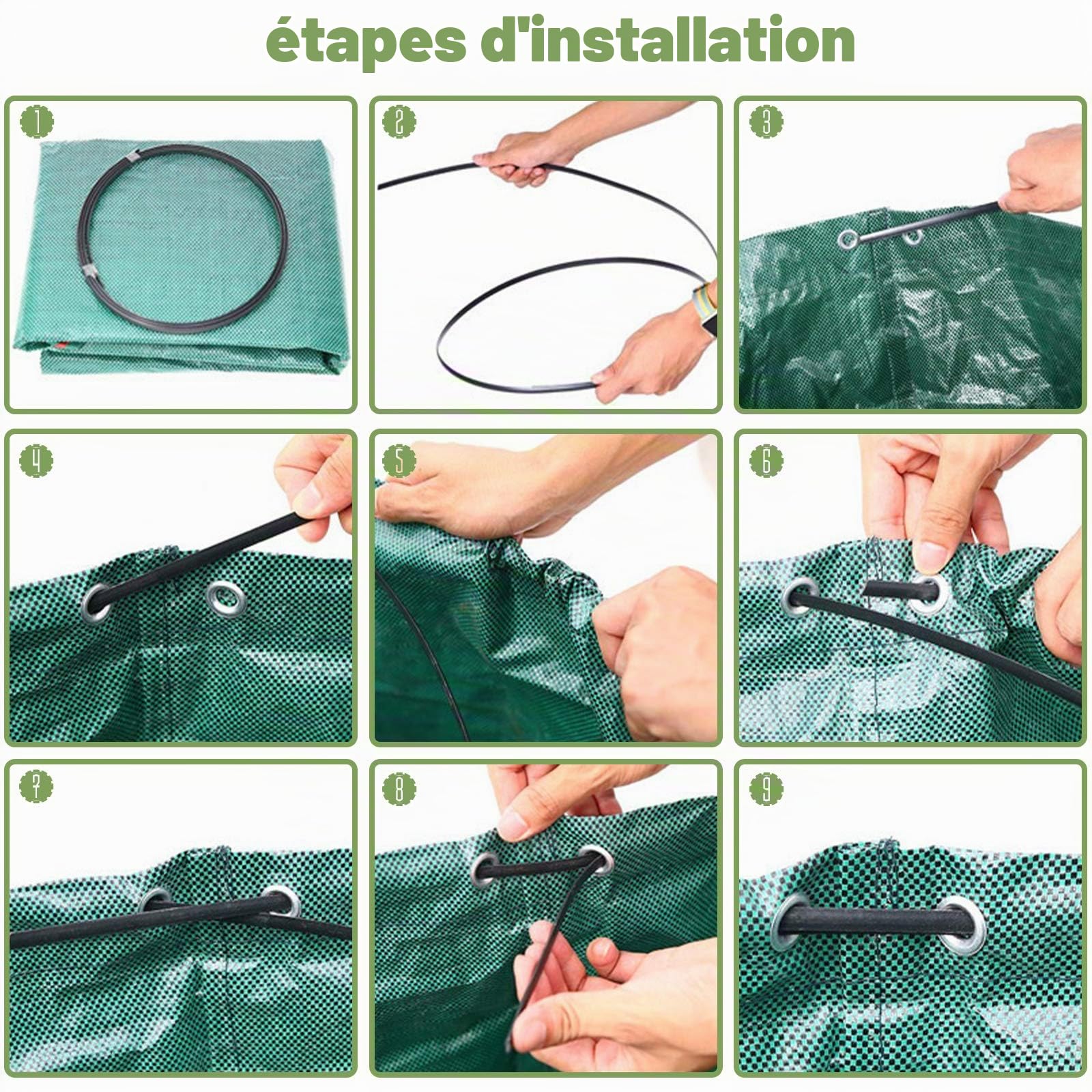 Sacs de Jardin 4x272L Polypropylène Robuste Pliables Réutilisables Étanches avec Poignées