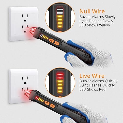 Miniatura 3 de Neoteck Detector de probador de voltaje sin contacto de CA 12-1000V con linterna Led Zumbador Alarma Live/Null Wire Judgment- Negro