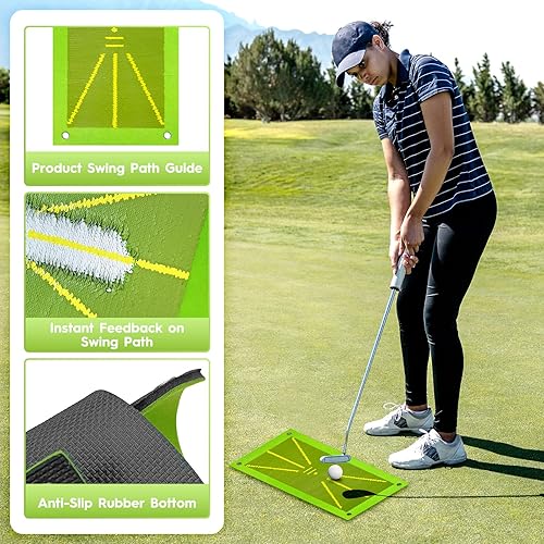 Miniatura 3 de Alfombrilla de golpe de golf, alfombrilla de entrenamiento de golf para retroalimentacióndetección de bateo guías avanzadas y respaldo de goma para