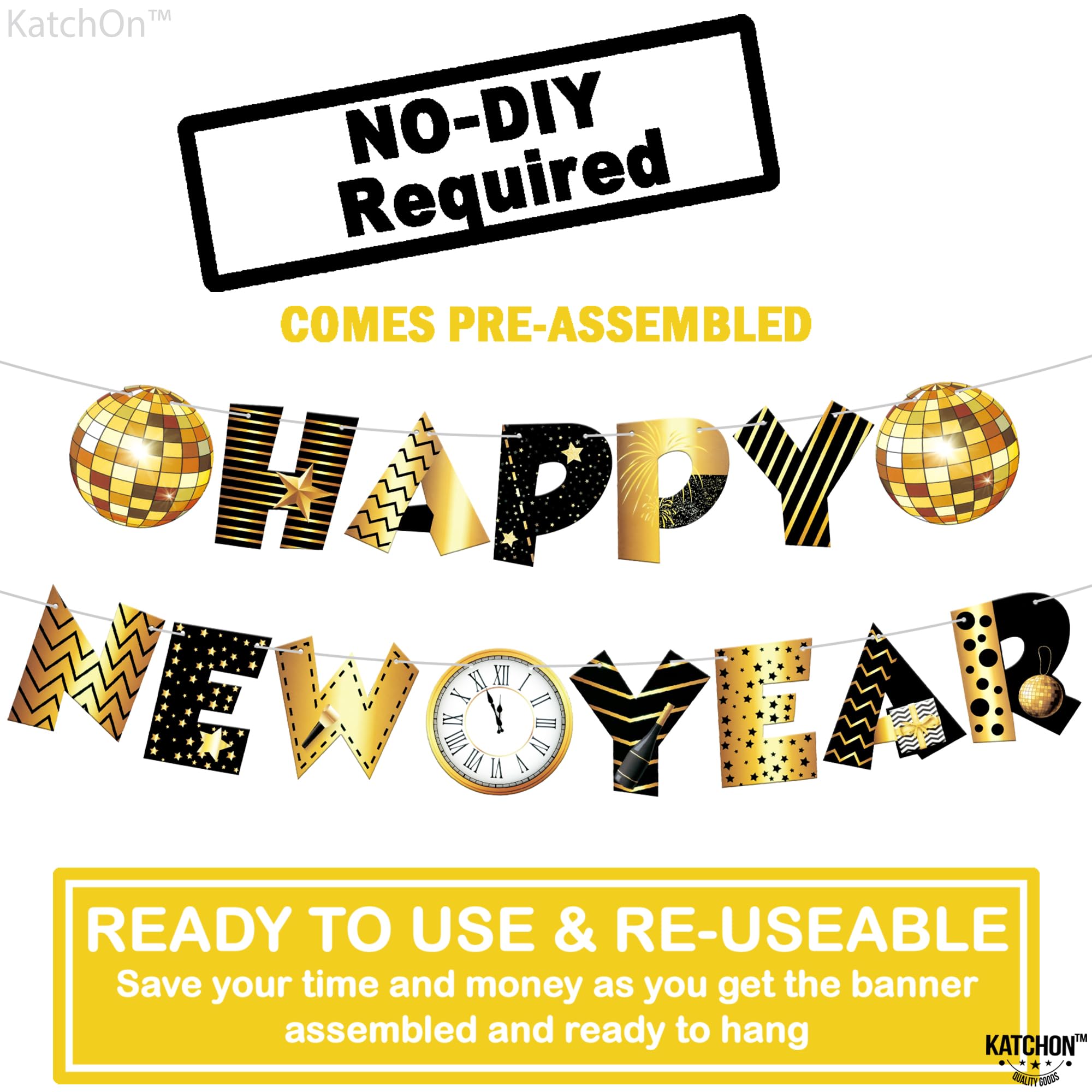 Amazon.com: KatchOn Happy New Year Banner 2025 - Large 10