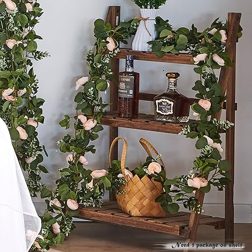 Miniatura 8 de Guirnalda de flores artificiales de vid de rosas colgantes, rosas falsas para boda, fiesta de cumpleaños, San Valentín, Navidad, decoración de arco