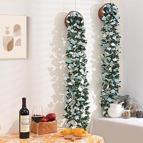 Miniatura 5 de MARTINE MALL Guirnalda de flores, 5 hebras de enredaderas de flores de 41 pies para dormitorio, decoración de guirnalda de rosas, guirnalda floral