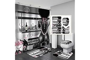 4PCS Afro Girl Shower Curtain Sets Bathroom