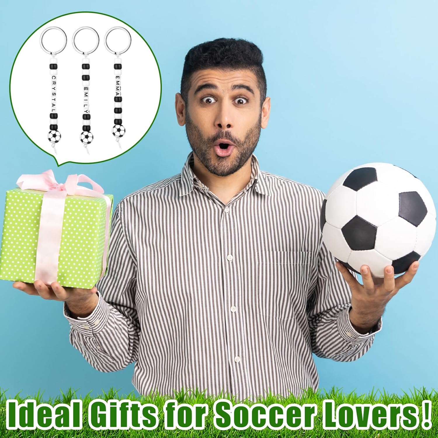 Landical 564 Pcs Soccer Keychain Making Kit DIY Soccer Bead Key Chain Craft Adjustable Sport Letter Bead Charm Sport Theme Party Favor Gift Backpack Accessories Holiday Decoration(Joyous Color) - Image 7