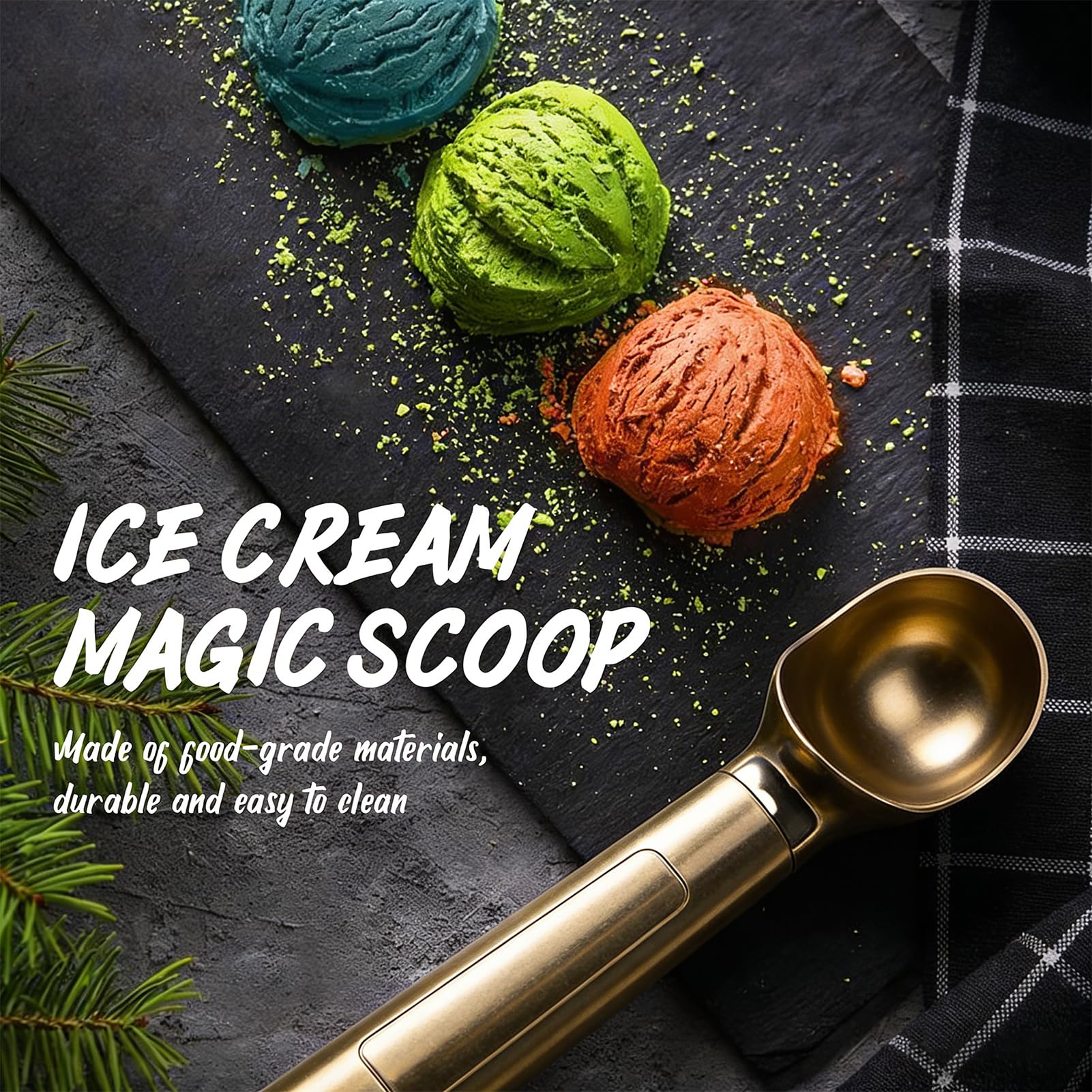 Cuillère à glace électrique – Cuillère à glace chauffante avec interrupteur tactile de température, batterie 2000 mAh, écran LED pour gelato et desserts glacés