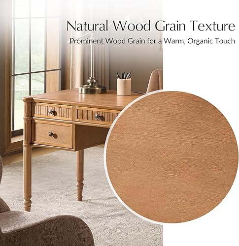 Miniatura 4 de HULALA HOME Escritorio de computadora estriado de 55 pulgadas con estación de carga, escritorio de escritura con 5 cajones, escritorio de madera