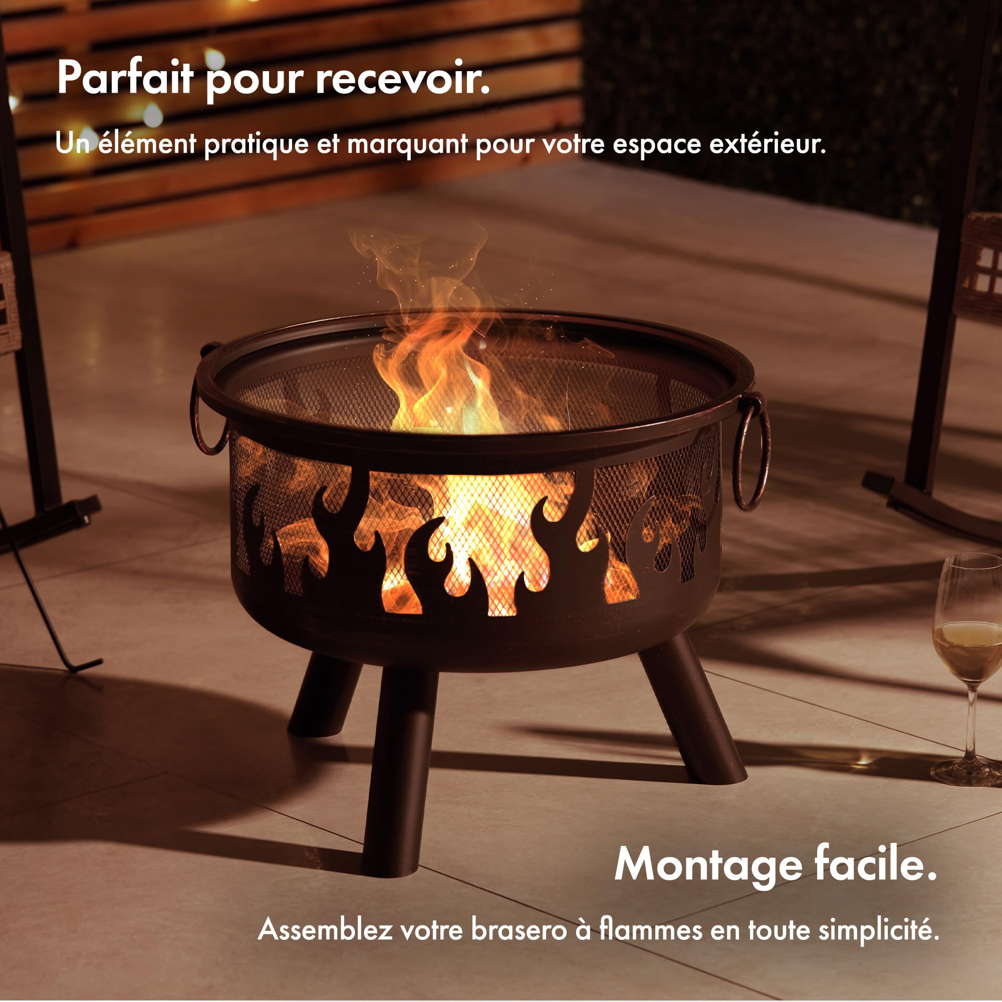 Vonhaus Brasero Motif Flamme en Acier teinté Bronze