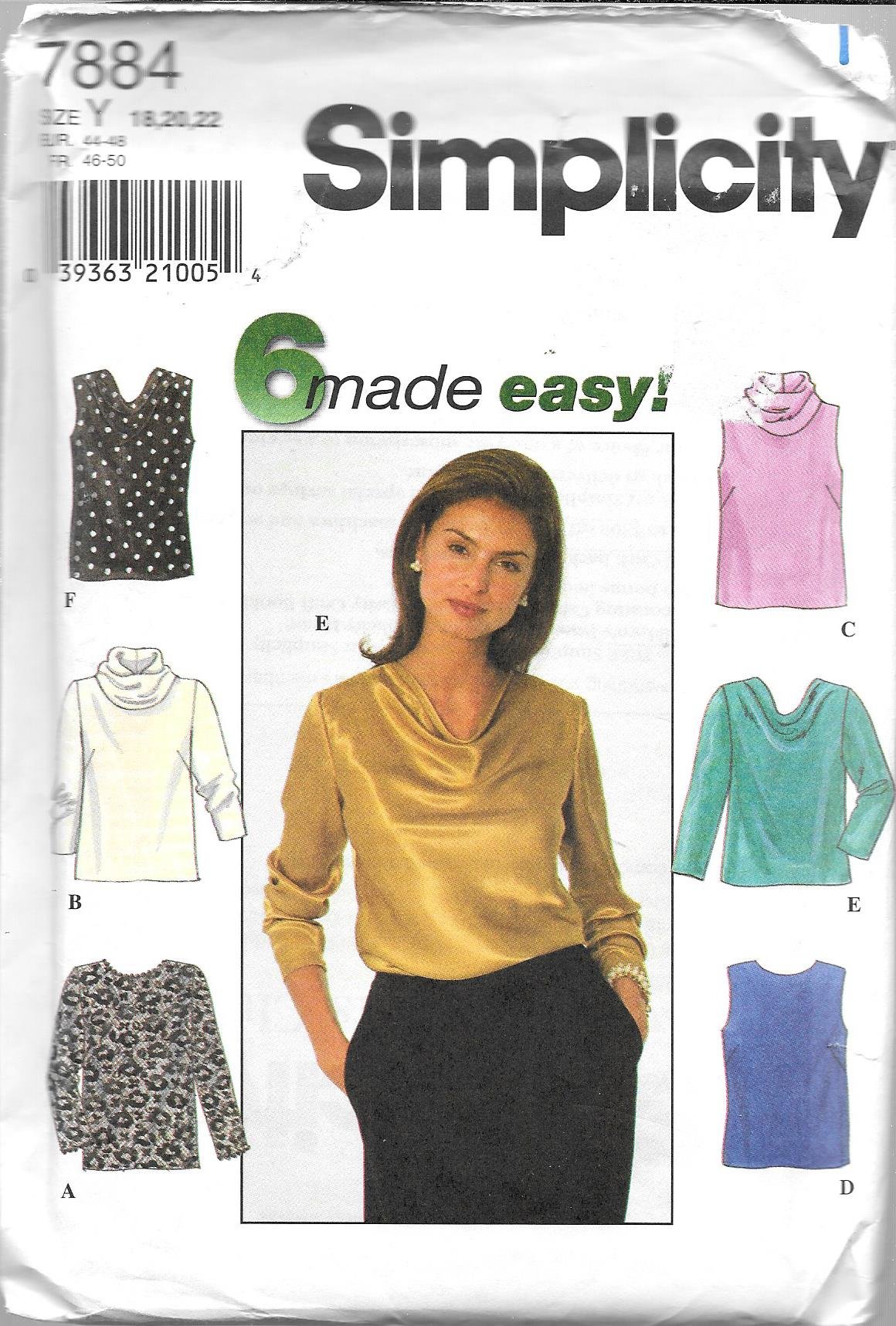 Amazon.co.jp: Simplicity 裁縫パターン 7884 ミセストップス サイズ
