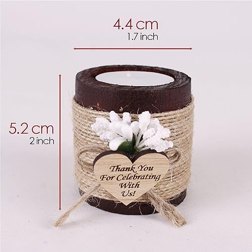 Miniatura 4 de HTF - Juego de 5 portavelas de madera personalizables, regalos de boda, regalos de novia, compromiso, recuerdos de boda para invitados (marrón