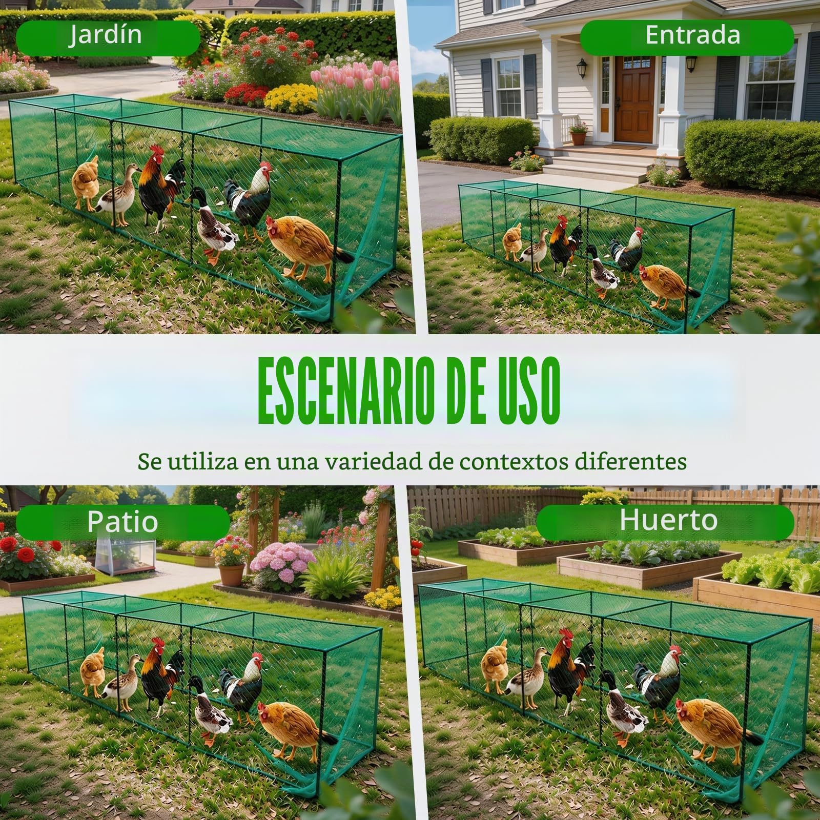 Gallinero, Túneles para Pollos de 320 * 80 * 80cm Rejilla Móvil y Grande para Aves de Corral al Aire Libre, Jaula de Pollo y Pájaros