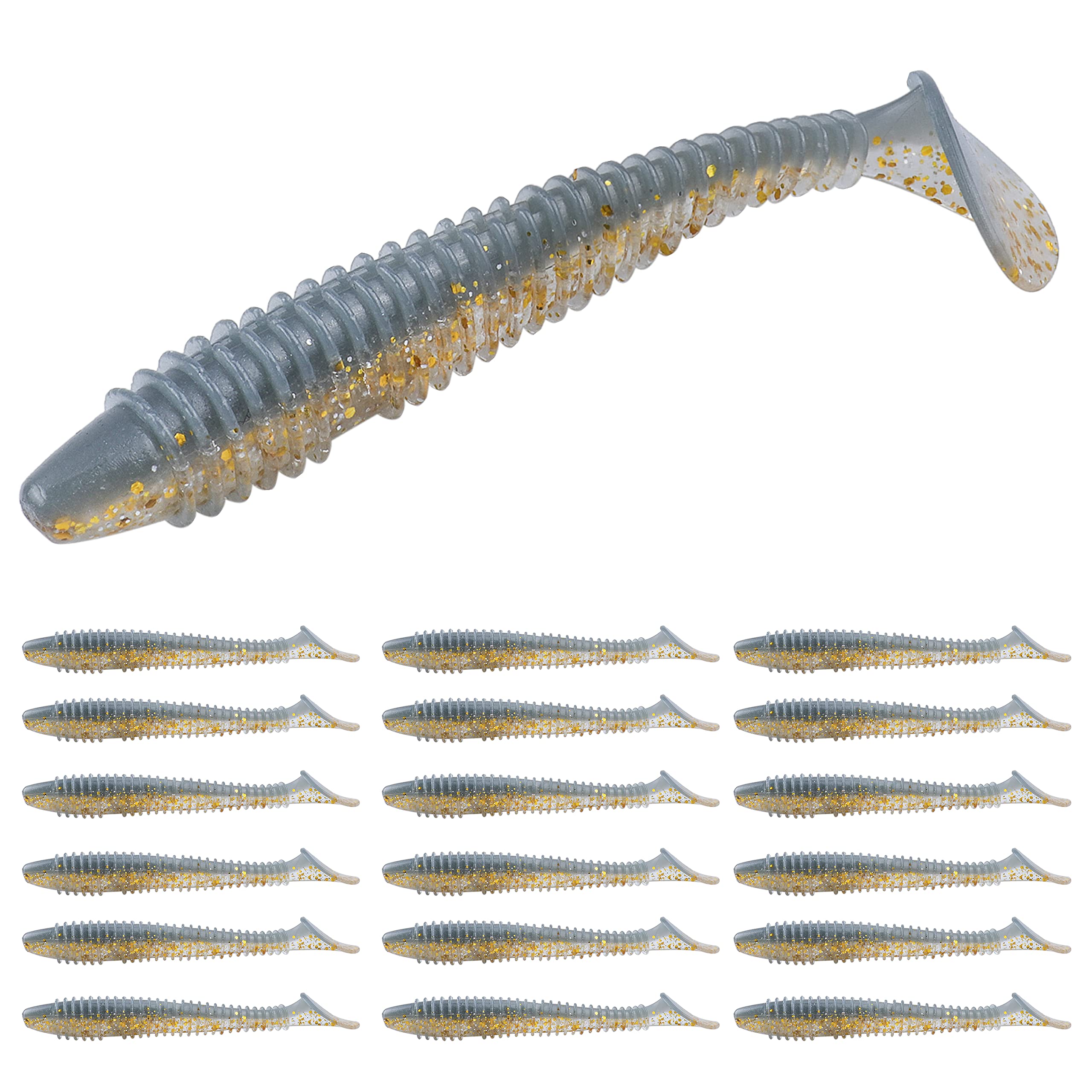 RUNCL Swimbaits Paddle 10/20/30/40PCS, 5/4/3/2 Inchs Paddle Tail, Soft Lure for Trout Crappie Bass, Durable Plastic Bait Swimmer for Saltwater/