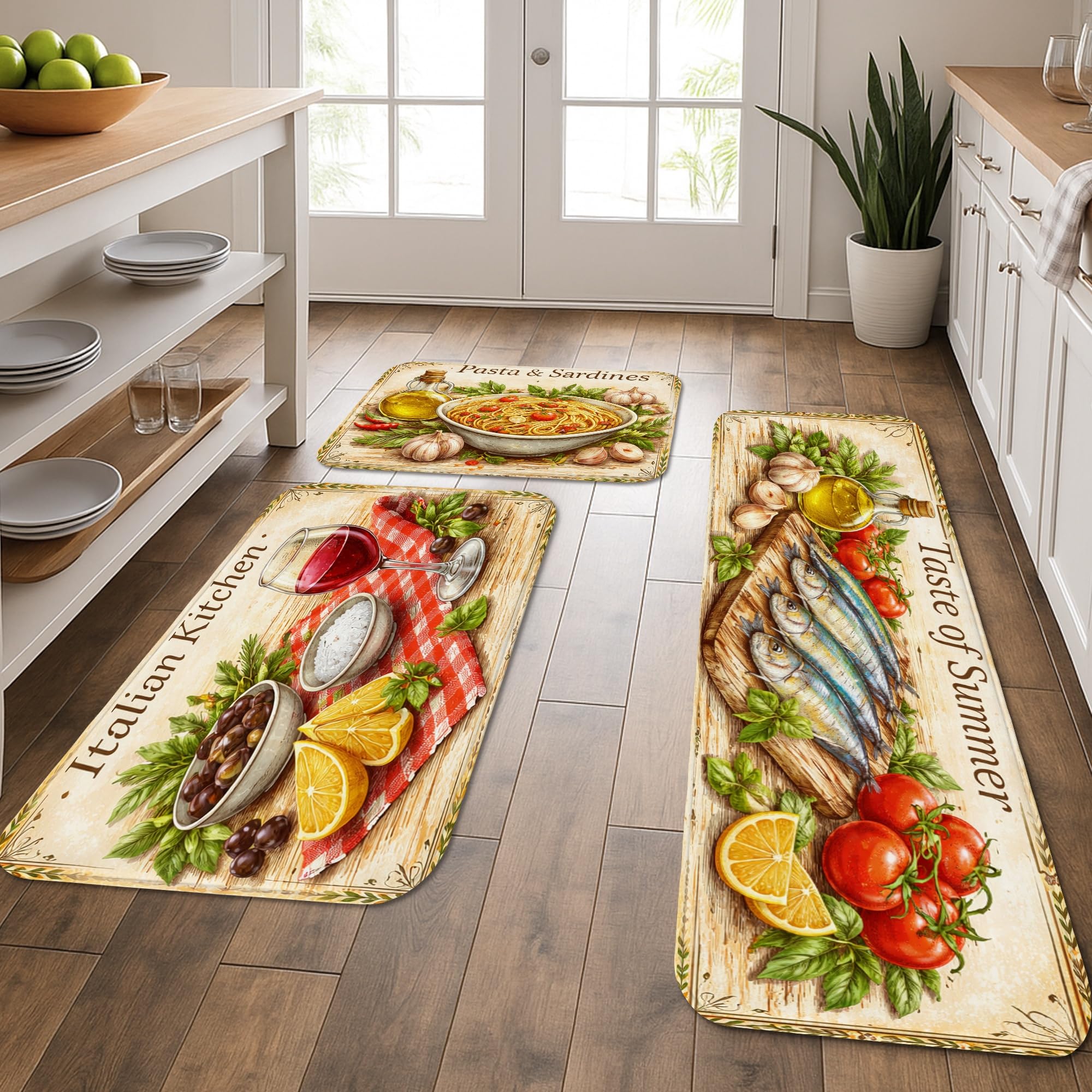 Tapis culinaires doux vintage italiens rembourrés et lavables pour un confort premium