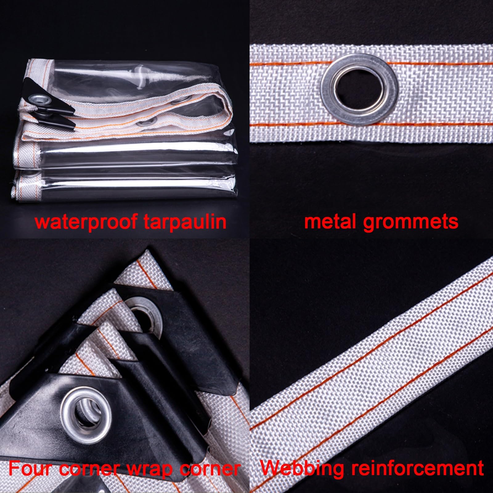 Doorzichtige waterdichte zeilgordijnen met ritsdeur, zwaar belastbaar PVC-paneel voor buiten, pergola, veranda, tuinhuisje, zwarte kleur, maat 2,5 x 1,8 m