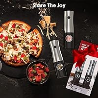 Vista 6 de TOSTOG - Juego de molinillo eléctrico de sal y pimienta, juego de molinillo de sal y pimienta recargable, de acero inoxidable, ajustable, con base