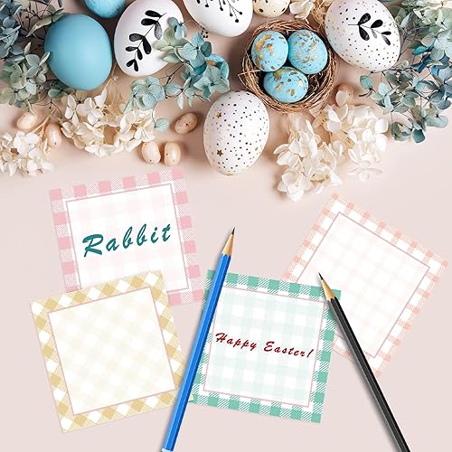Miniatura 3 de 9 notas adhesivas de Pascua, diseño a cuadros, autoadhesivas, notas adhesivas para escuela, oficina, suministros para el hogar, estudiantes,