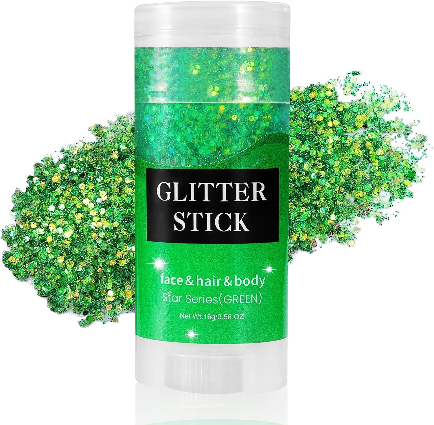Go Ho Green Body Glitter Stick,Rotating Mermaid Face Glitter Stick,Holographic Glitters for Face/Body/Hair/Eye,Sparkling Festival Makeup for Women