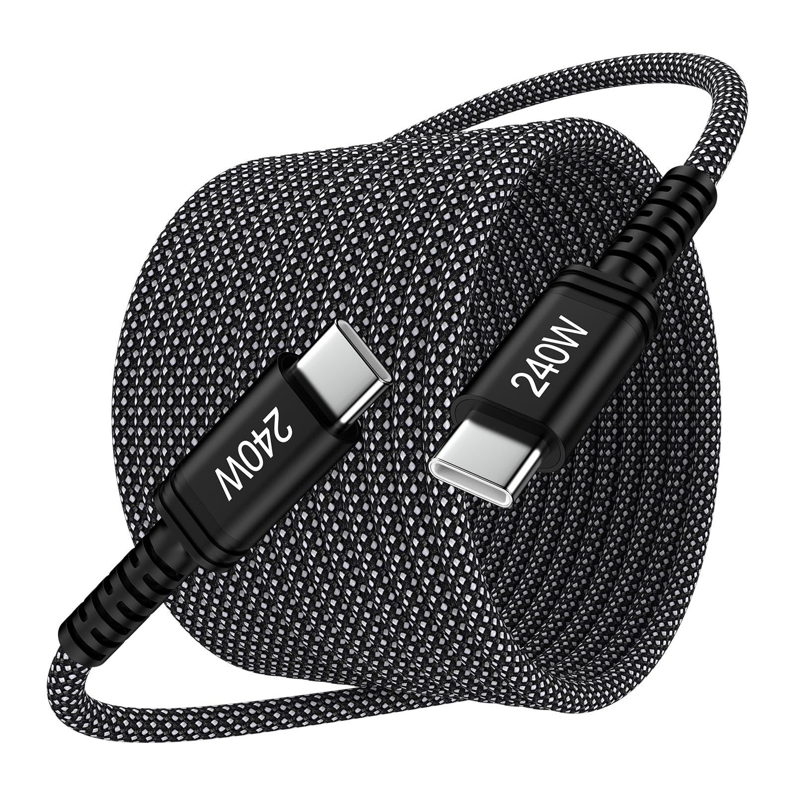 Cable C a C de 240 W de carga rápida tipo C de 10 pies para Samsung Galaxy A17 Z Fold 7 S25 FE Plus Ultra A16 A54 S24, cable largo USB C a USB C para iPhone 17 Air 16 15 Pro Max, MacBook Pro/Air
