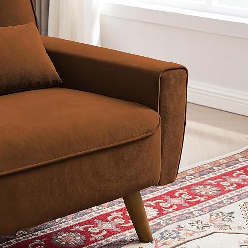 Miniatura 5 de Sofá biplaza pequeño de 48.8 pulgadas, sofá biplaza moderno de mediados de siglo con cojines de respaldo y patas de plástico, sofás de 2 plazas para