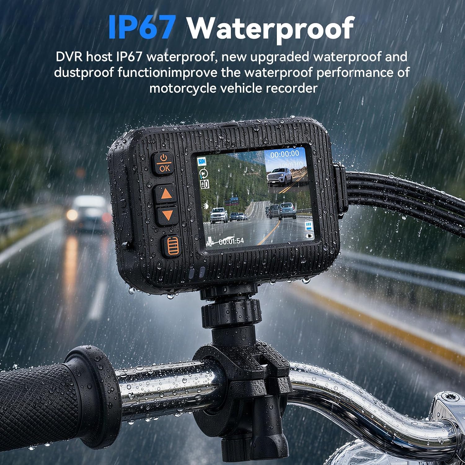 Motorcycle Dash Cam Front and Rear,2 Inch Screen Motorbike Dual Camera DVR, IP67 Waterproof Motorbike Camera with Light Vision G-Sensor,Loop Recording,Dashcam