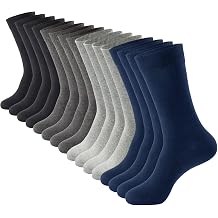 J-BOX Mens Cotton Dress Socks, Athletic Crew Socks for Men, Classic Plain Colors, 3-6-8 Pairs