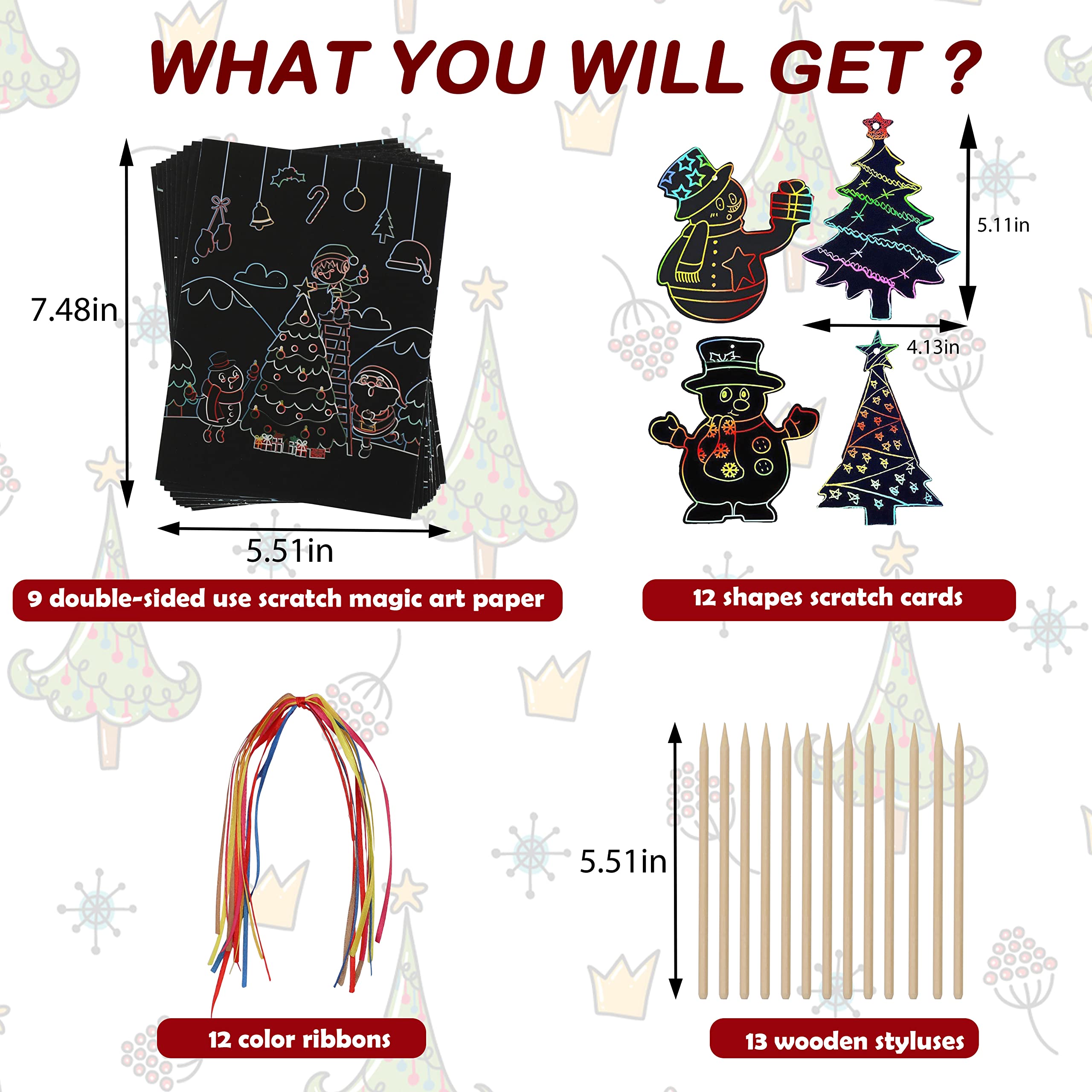 Amazon | OPUHOHR クリスマススクラッチペーパーアートセット