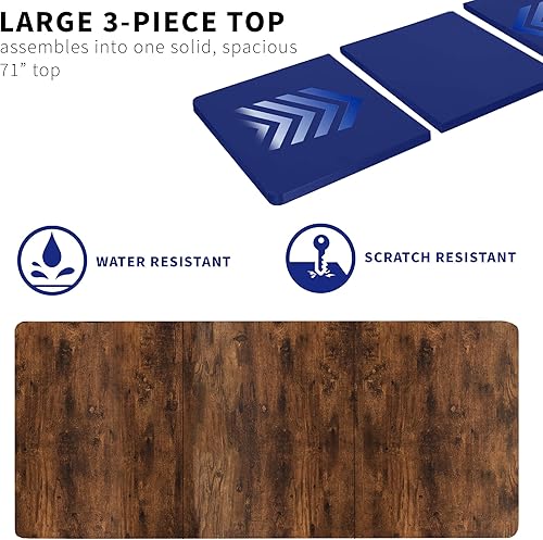 Vista 54 de VIVO DESK-TOP72-36B - Mesa universal de 71 x 36 pulgadas para marcos de escritorio estándar y sentados a pie, altura ajustable, escritorio negro