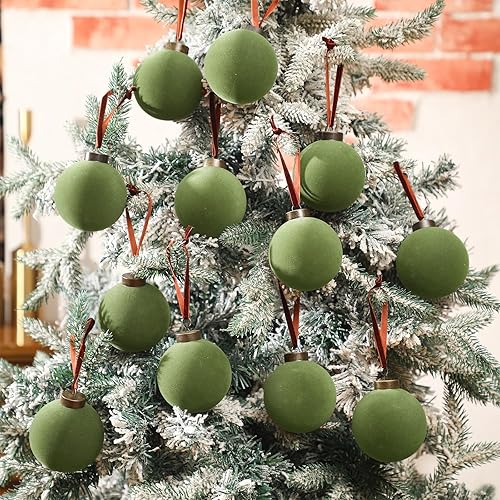 Miniatura 6 de 15 bolas de Navidad de terciopelo a granel, adornos de bola de árbol de Navidad flocadas, bolas de plástico, adornos decorativos para colgar,