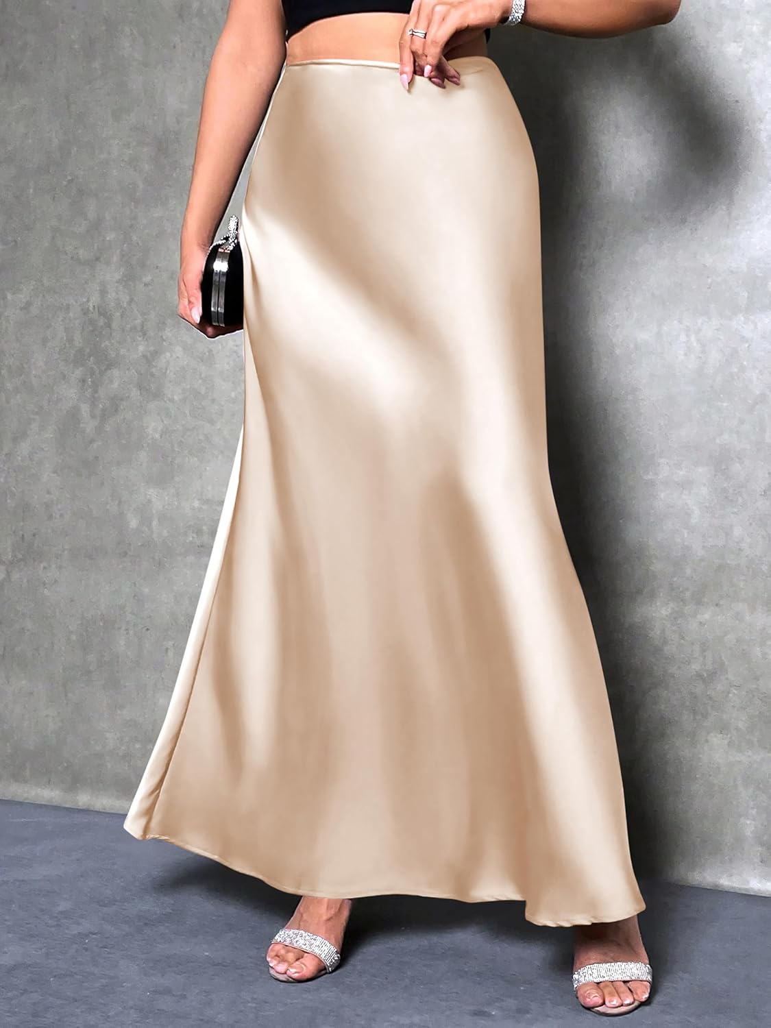 Prinbara Women's Satin Maxi Skirts Dressy Casual Zipped High Waisted Flowy Silk 2026 Spring Elegant Business Party Long Skirt - Image 5