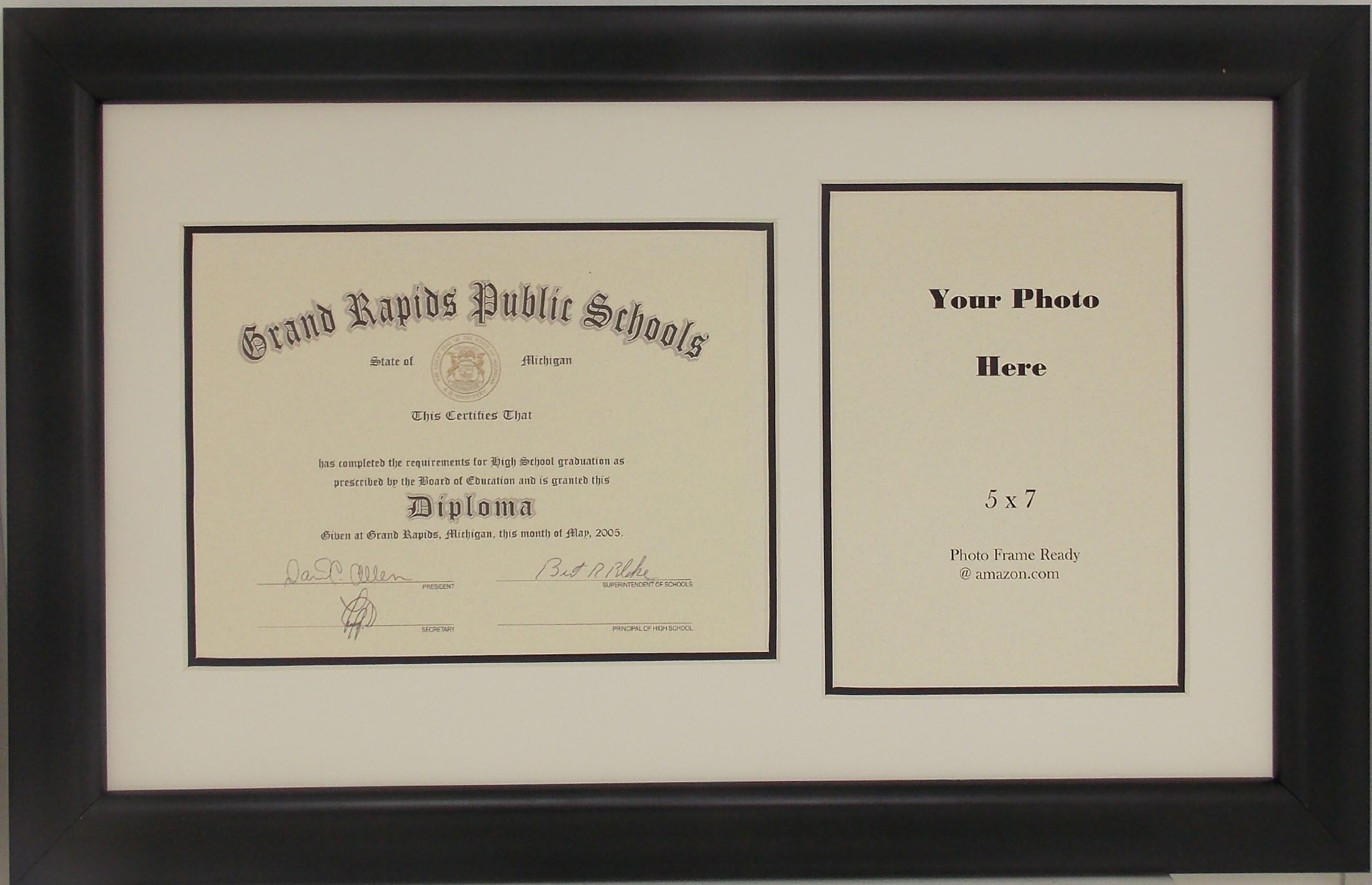 Graduation High School Diploma 6x8 Certificate with 5 X 7 Photo Frame