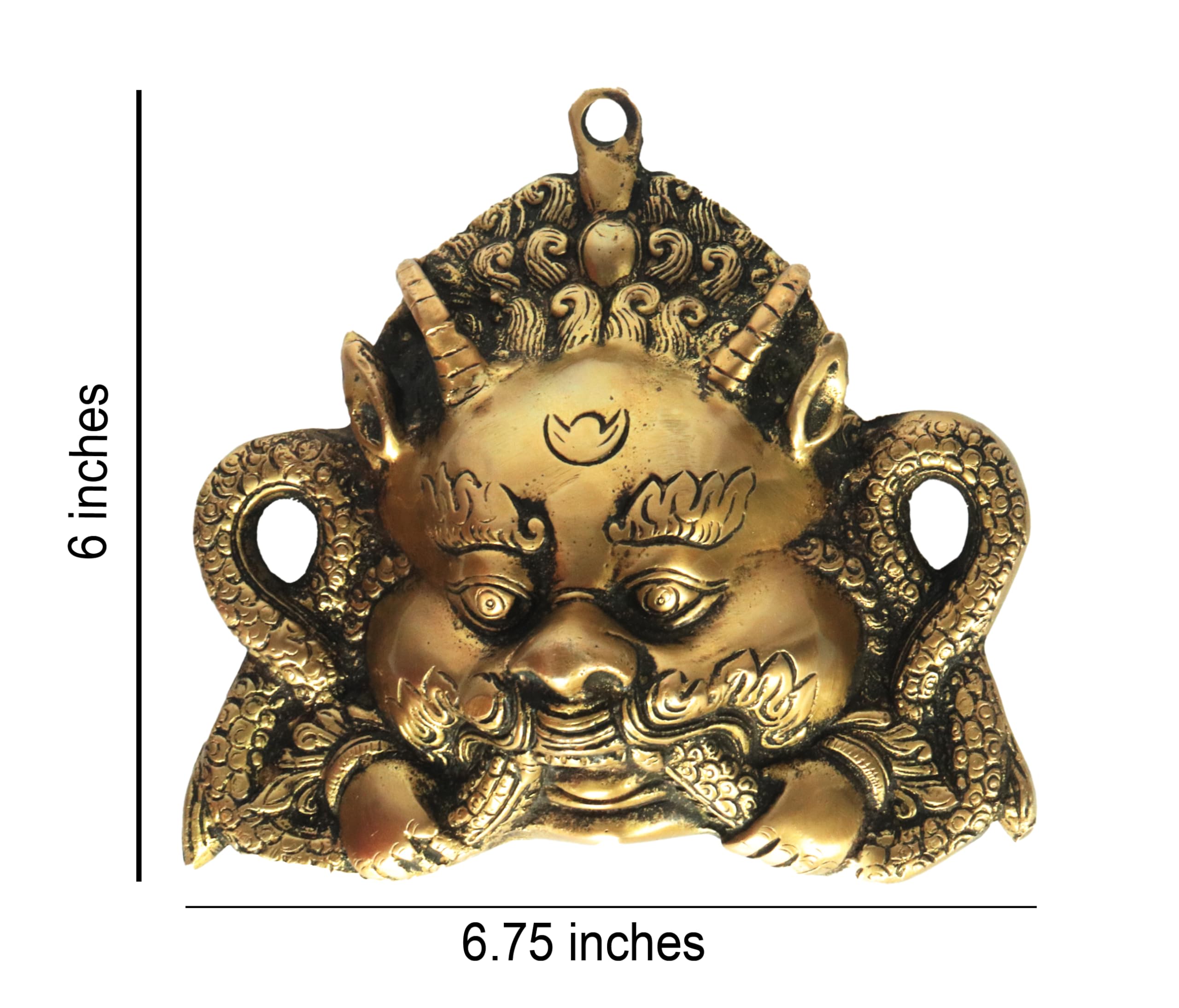 P.J.Handicrafts Brass Kirtimukha Garuda Wall Hanging Mask 6-Inch – Traditional Evil Eye Protector, Auspicious Vastu Nazar Battu for Home and Office Entrance 4