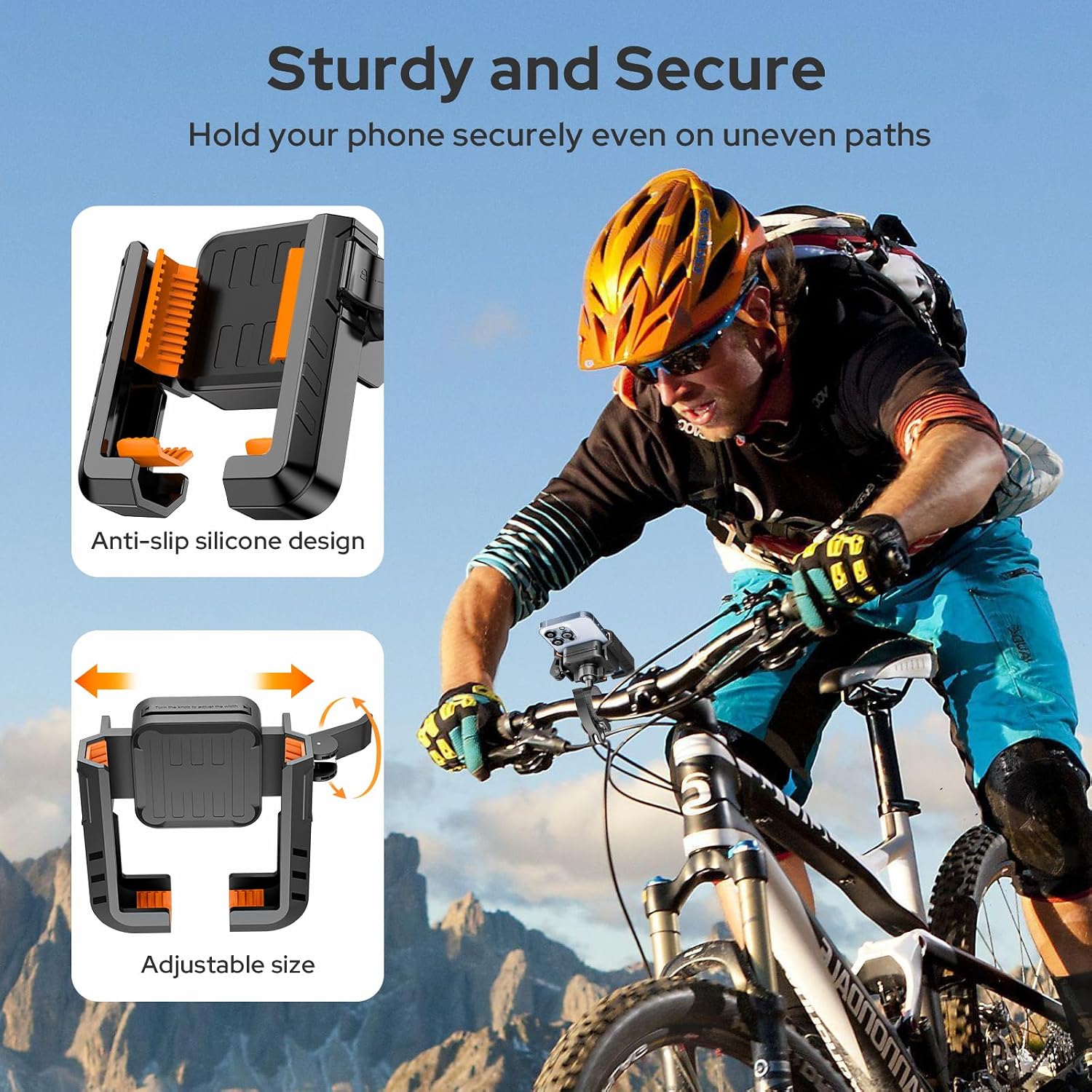 Zivacate Bike Phone Holder, 360° Rotatable Detachable Motorbike Phone Mount, Cycle Phone Holder Compatible with iPhone 13 15 14 Pro Max Plus, Samsung (Max), 4.7''-7.2'' Mobile Phone image 3