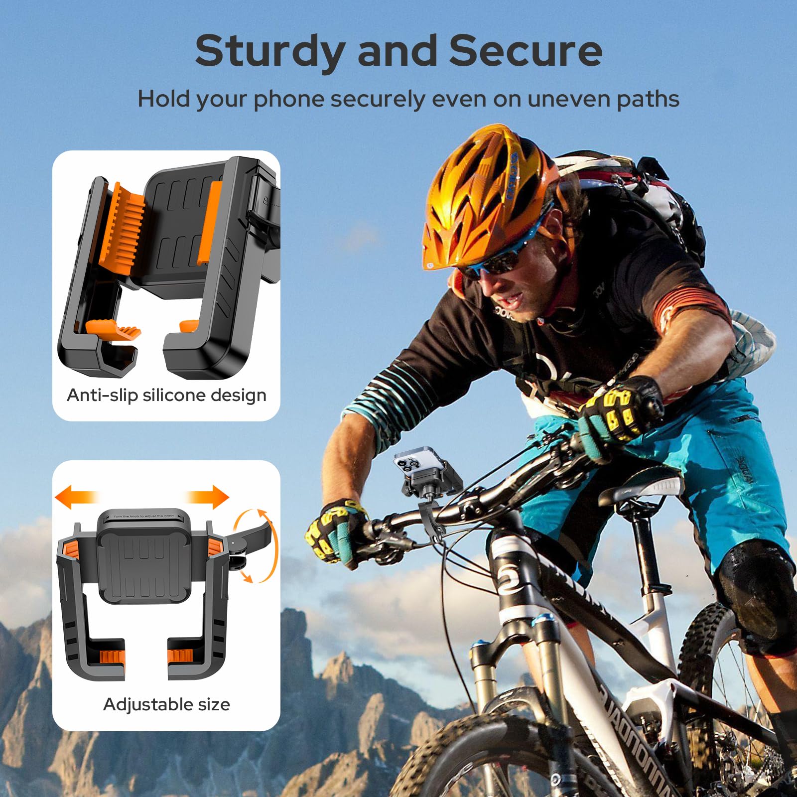 Zivacate Uchwyt na Telefon Rowerowy, 360° Obracalny Uchwyt na Telefon Motocyklowy, Uchwyt Telefon Rowerowy Kompatybilny z iPhone 13 15 14 Pro Max Plus, Samsung (Max), Telefon 4.7'' do 7.2''