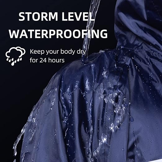 Zaldita Men's Long Hooded Raincoat Safety Waterproof Emergency Rain Jacket  Poncho Windbreaker Type C M
