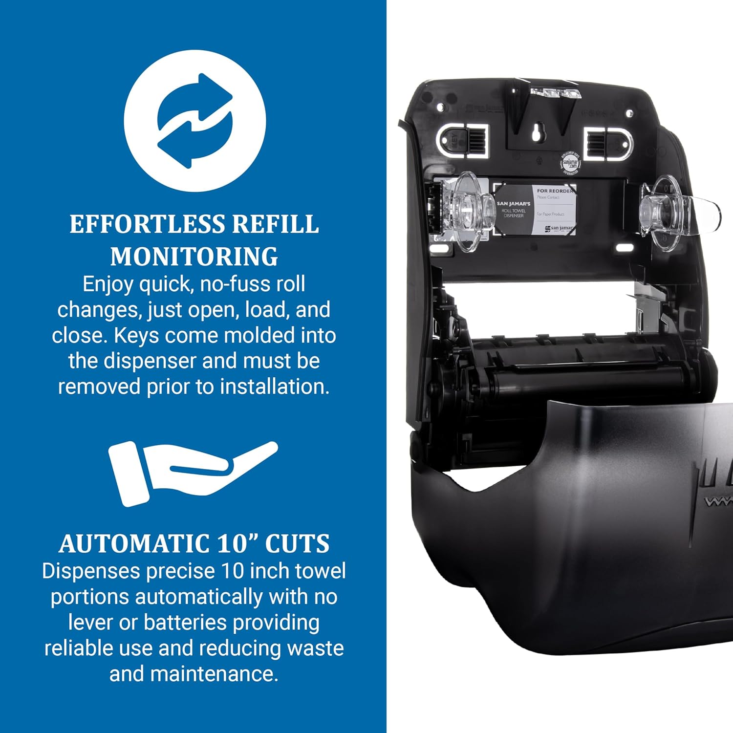 San Jamar Oceans Touchless Paper Towel Dispenser Pull Towel Dispenser, Simplicity Essence Dispenser for Bathroom, Kitchens, and Restaurants, Plastic, Black Pearl