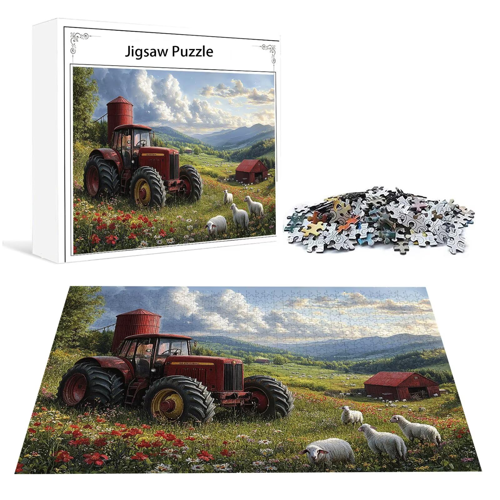 Traktor Puzzle 1000 sztuk Dorośli Krajobraz Klasyczne puzzle Panorama Trudno Niemożliwe Ogromna układanka Gra edukacyjna Wyzwanie Zabawka dla dzieci i dorosłych od 14 lat Prezent Mężczyzna Kobieta P