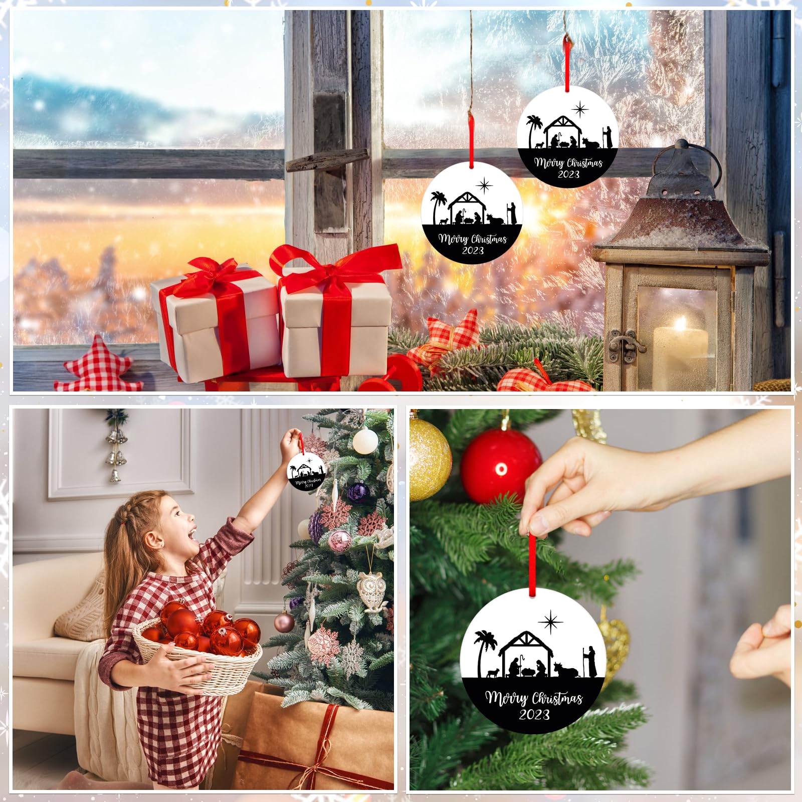 Crèche De Noël En Acrylique Transparent Avec Lumière LED Colorée - Décoration Religieuse De Bureau