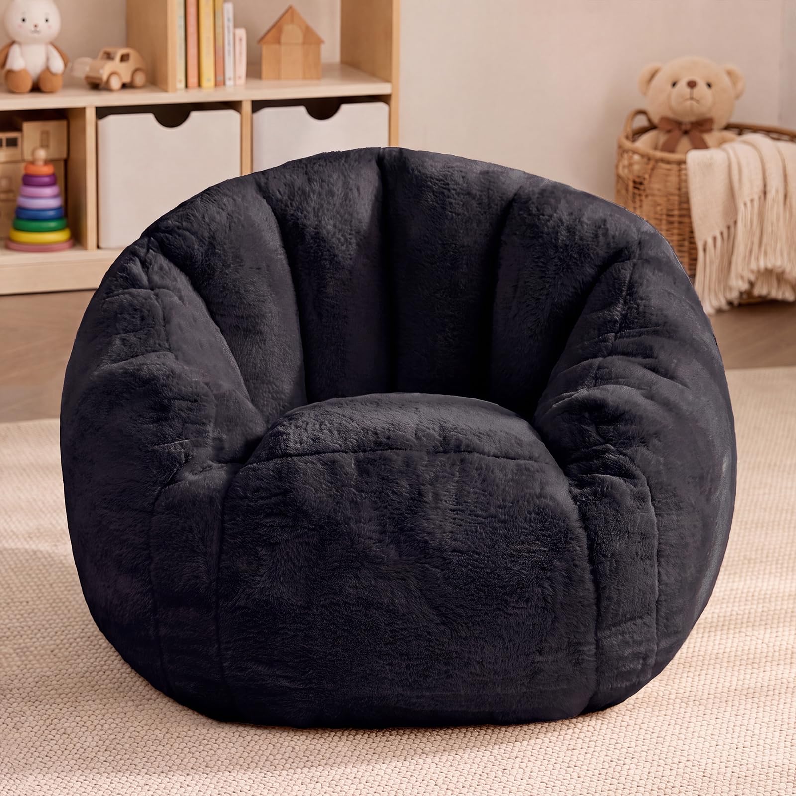 HUGHEAVEN Kids Bean Bag Chair, Small Memory Foam Sofa, Ages 3+