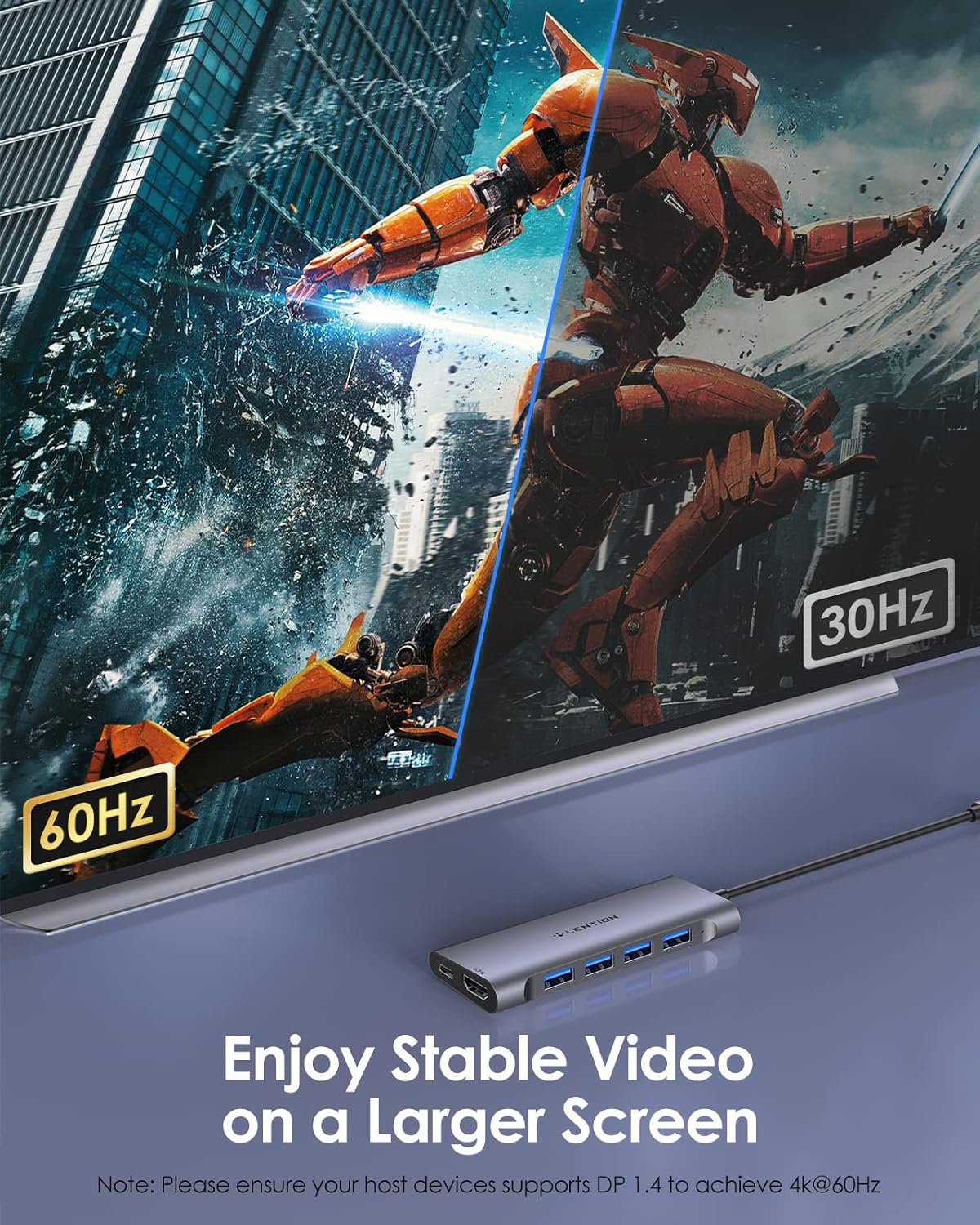 LENTION USB C Hub používaný s rôznymi zariadeniami