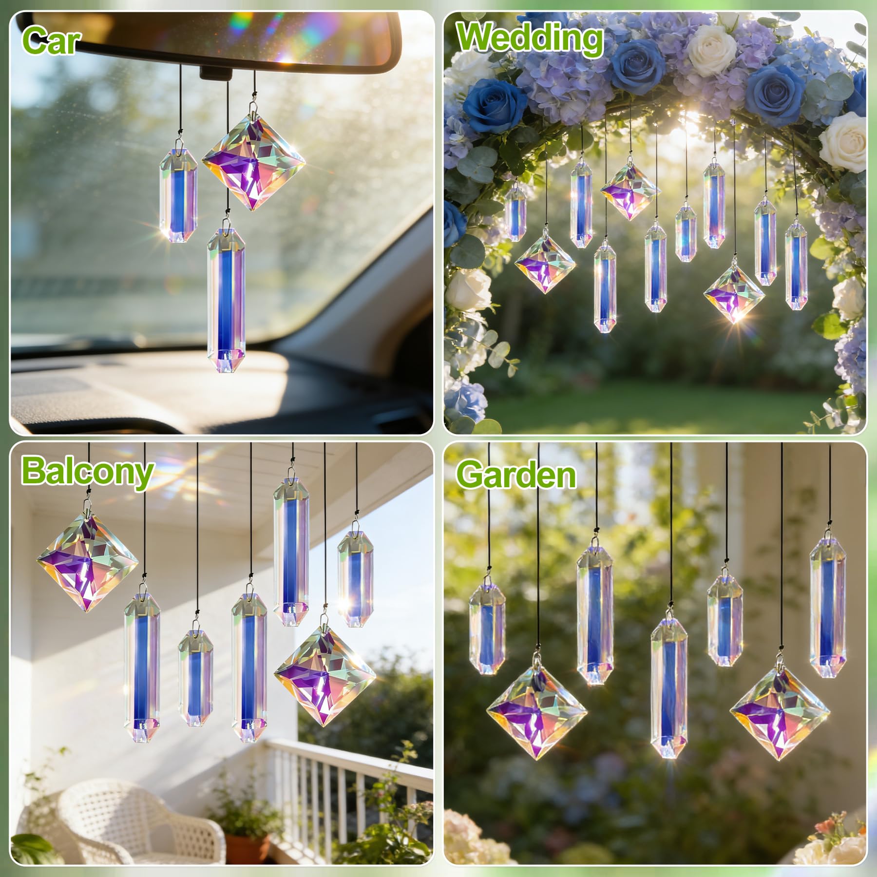VEEKAY 7 Piezas Atrapasoles de Cristal,Colgante Suncatcher Ornamento, Sun Catcher para Ventanas y Jardines,para Casa, Jardín, Oficina